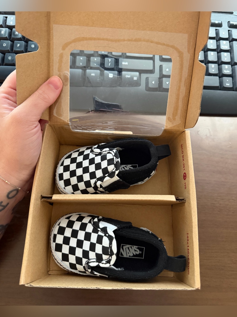 Vans Baby Slip-On Shoes in Black and White Checkerboard
